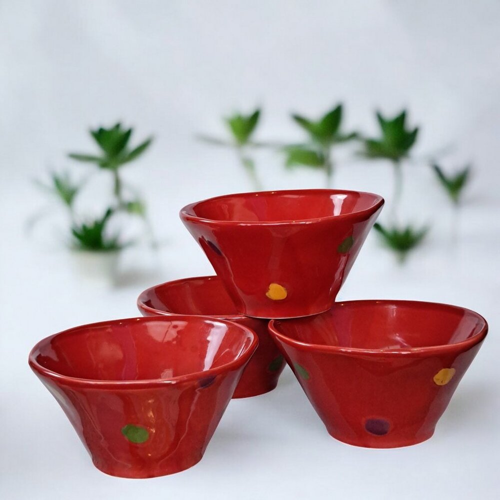 Pallini By Vietri Coupe Cereal BowlSet of 4 Vietri PALLINI HOLIDAY Red Cereal - Picture 4 of 8